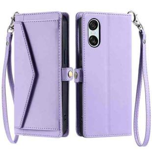 For Sony Xperia 10 VI Wallet Multi-card Slot Leather Phone Case with Lanyard(Purple)