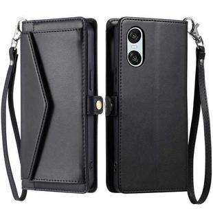 For Sony Xperia 10 VI Wallet Multi-card Slot Leather Phone Case with Lanyard(Black)