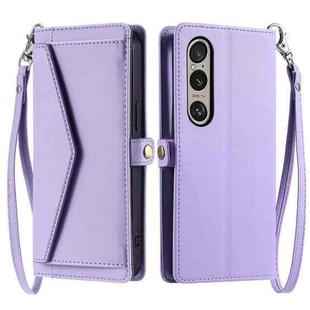 For Sony Xperia 1 VII Wallet Multi-card Slot Leather Phone Case with Lanyard(Purple)