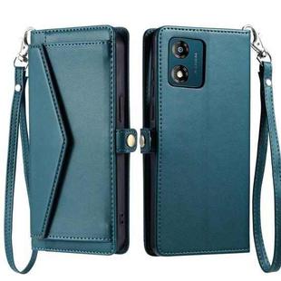 For Motorola Moto E13 Wallet Multi-card Slot Leather Phone Case with Lanyard(Green)