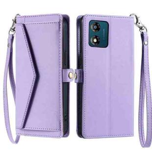 For Motorola Moto E13 Wallet Multi-card Slot Leather Phone Case with Lanyard(Purple)