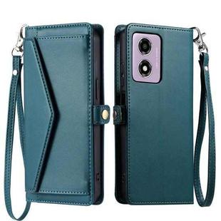 For Motorola Moto E14 / G24 / G04 Wallet Multi-card Slot Leather Phone Case with Lanyard(Green)