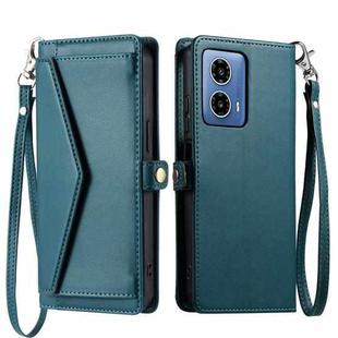 For Motorola Moto G34 Wallet Multi-card Slot Leather Phone Case with Lanyard(Green)