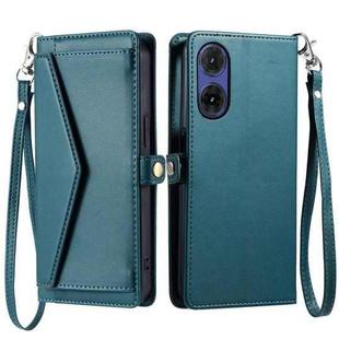 For Motorola Moto G85 Wallet Multi-card Slot Leather Phone Case with Lanyard(Green)