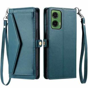 For Motorola Moto G35 Wallet Multi-card Slot Leather Phone Case with Lanyard(Green)