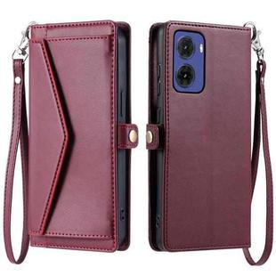 For Motorola Moto G05 Wallet Multi-card Slot Leather Phone Case with Lanyard(Wine Red)