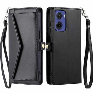 For Motorola Moto G05 Wallet Multi-card Slot Leather Phone Case with Lanyard(Black)