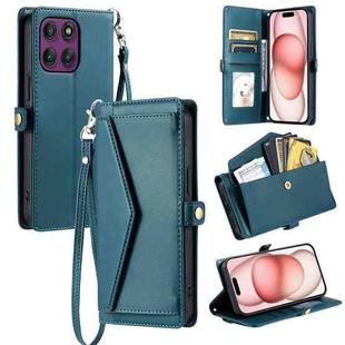 For Motorola Edge 60 Pro Wallet Multi-card Slot Leather Phone Case with Lanyard(Green)