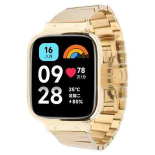 For Redmi Watch 3 Lite Frame Integrated One-bead Stainless Steel Watch Band(Gold)