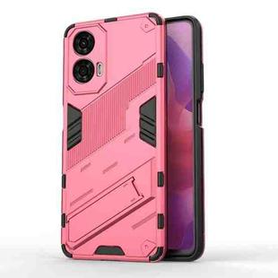 For Motorola Moto G24 4G Punk Armor 2 in 1 PC + TPU Phone Case with Holder(Light Red)