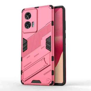 For Motorola Edge 50 Fusion 5G Global Punk Armor 2 in 1 PC + TPU Phone Case with Holder(Light Red)