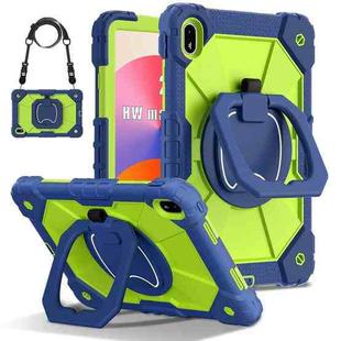 For Huawei Matepad SE 11 2024 Contrast Color Robot Silicone Hybrid PC Tablet Case(Navy Yellow Green)