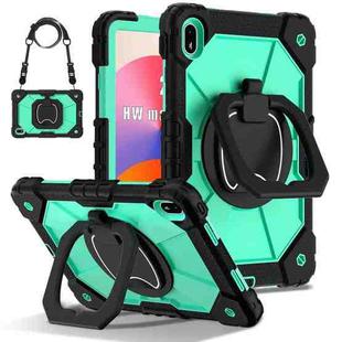 For Huawei Matepad SE 11 2024 Contrast Color Robot Silicone Hybrid PC Tablet Case(Black Mint Green)