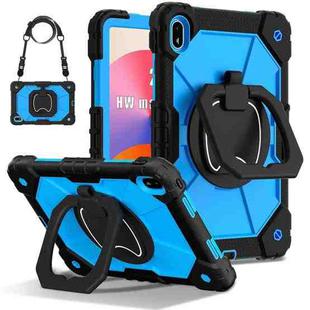 For Huawei Matepad SE 11 2024 Contrast Color Robot Silicone Hybrid PC Tablet Case(Black Blue)