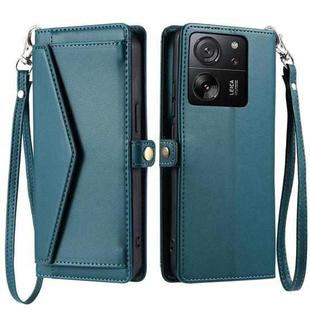 For Xiaomi 13T / 13T Pro Wallet Multi-card Slot Leather Phone Case with Lanyard(Green)