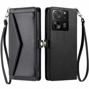 For Xiaomi 13T / 13T Pro Wallet Multi-card Slot Leather Phone Case with Lanyard(Black)