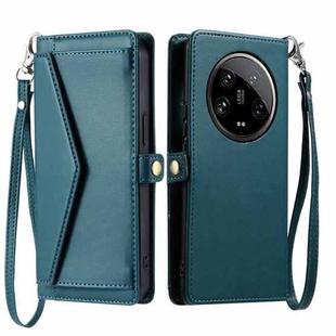 For Xiaomi 14 Ultra 5G Wallet Multi-card Slot Leather Phone Case with Lanyard(Green)