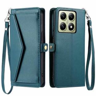 For Xiaomi 14T Wallet Multi-card Slot Leather Phone Case with Lanyard(Green)