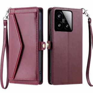 For Xiaomi 15 Wallet Multi-card Slot Leather Phone Case with Lanyard(Wine Red)