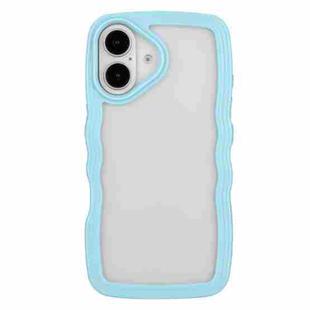 For iPhone 16 Plus Candy Color Wave TPU Clear PC Phone Case(Blue)