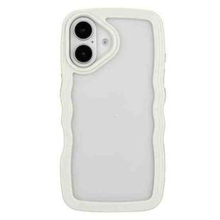 For iPhone 16 Plus Candy Color Wave TPU Clear PC Phone Case(White)