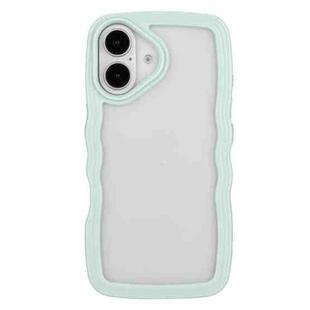 For iPhone 16 Plus Candy Color Wave TPU Clear PC Phone Case(Green)