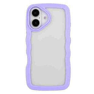 For iPhone 16 Plus Candy Color Wave TPU Clear PC Phone Case(Purple)