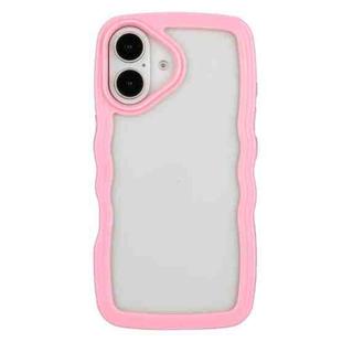 For iPhone 16 Plus Candy Color Wave TPU Clear PC Phone Case(Pink)