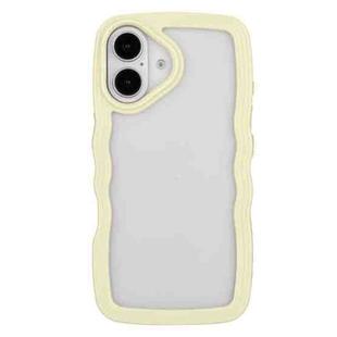 For iPhone 16 Candy Color Wave TPU Clear PC Phone Case(Yellow)