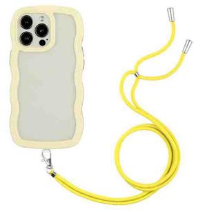 For iPhone 16 Pro Candy Color Wave TPU Clear PC Phone Case with Lanyard(Yellow)