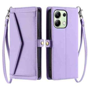 For Redmi Note 13 4G Global Wallet Multi-card Slot Leather Phone Case with Lanyard(Purple)