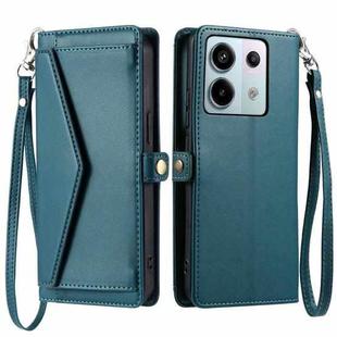 For Redmi Note 13 Pro 5G Global Wallet Multi-card Slot Leather Phone Case with Lanyard(Green)