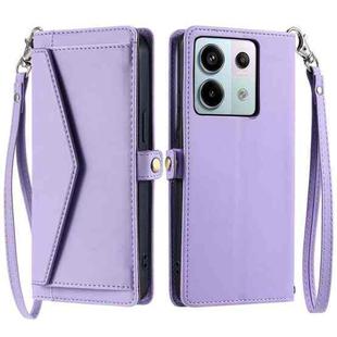 For Redmi Note 13 Pro 5G Global Wallet Multi-card Slot Leather Phone Case with Lanyard(Purple)