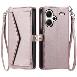 For Redmi Note 13 Pro+ 5G Global Wallet Multi-card Slot Leather Phone Case with Lanyard(Rose Gold)