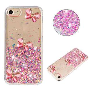 For iPhone 7 / 8 / SE 2022 Luminous Starry Sky Glitter Butterfly TPU Phone Case(Pink)