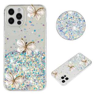 For iPhone 12 / 12 Pro Luminous Starry Sky Glitter Butterfly TPU Phone Case(White)