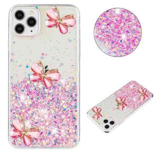 For iPhone 11 Pro Max Luminous Starry Sky Glitter Butterfly TPU Phone Case(Pink)