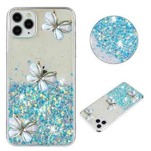 For iPhone 11 Pro Max Luminous Starry Sky Glitter Butterfly TPU Phone Case(Blue)