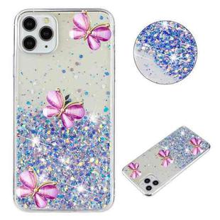 For iPhone 11 Pro Luminous Starry Sky Glitter Butterfly TPU Phone Case(Purple)