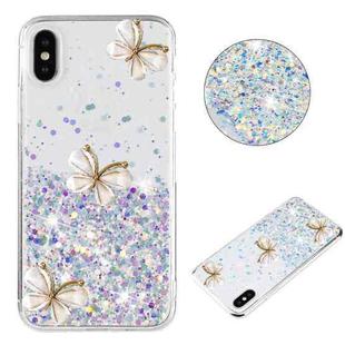 For iPhone XS Max Luminous Starry Sky Glitter Butterfly TPU Phone Case(White)