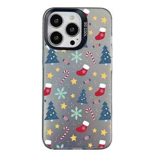 For iPhone 15 Pro Max Christmas Series PC Full Coverage Pattern Phone Case(CK036 Black)