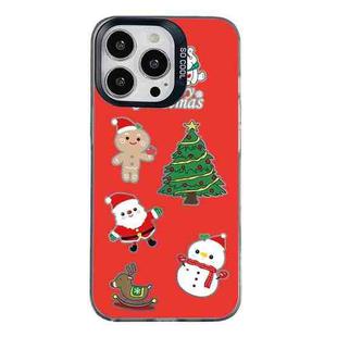 For iPhone 15 Pro Max Christmas Series PC Full Coverage Pattern Phone Case(CK040 Black)