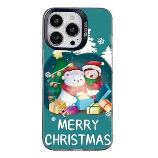 For iPhone 15 Pro Max Christmas Series PC Full Coverage Pattern Phone Case(CK048 Black)