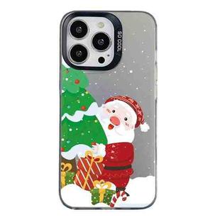 For iPhone 15 Pro Christmas Series PC Full Coverage Pattern Phone Case(CK034 Black)