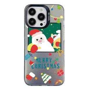 For iPhone 15 Pro Christmas Series PC Full Coverage Pattern Phone Case(CK044 Black)