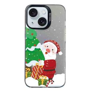 For iPhone 15 Plus Christmas Series PC Full Coverage Pattern Phone Case(CK034 Black)