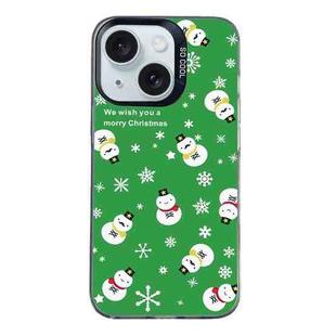 For iPhone 15 Plus Christmas Series PC Full Coverage Pattern Phone Case(CK038 Black)