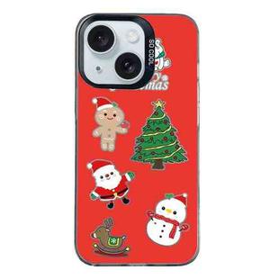 For iPhone 15 Plus Christmas Series PC Full Coverage Pattern Phone Case(CK040 Black)