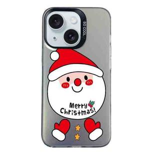 For iPhone 15 Plus Christmas Series PC Full Coverage Pattern Phone Case(CK043 Black)