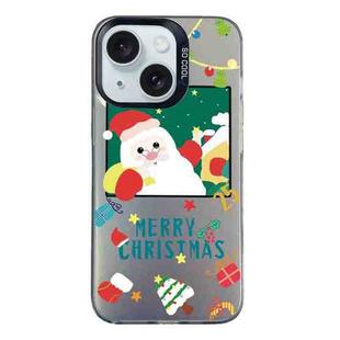 For iPhone 15 Plus Christmas Series PC Full Coverage Pattern Phone Case(CK044 Black)